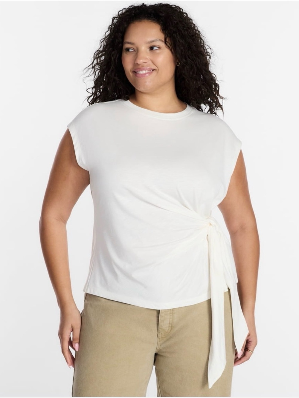 Terra & sky side tie dolman tee winter white - 2x